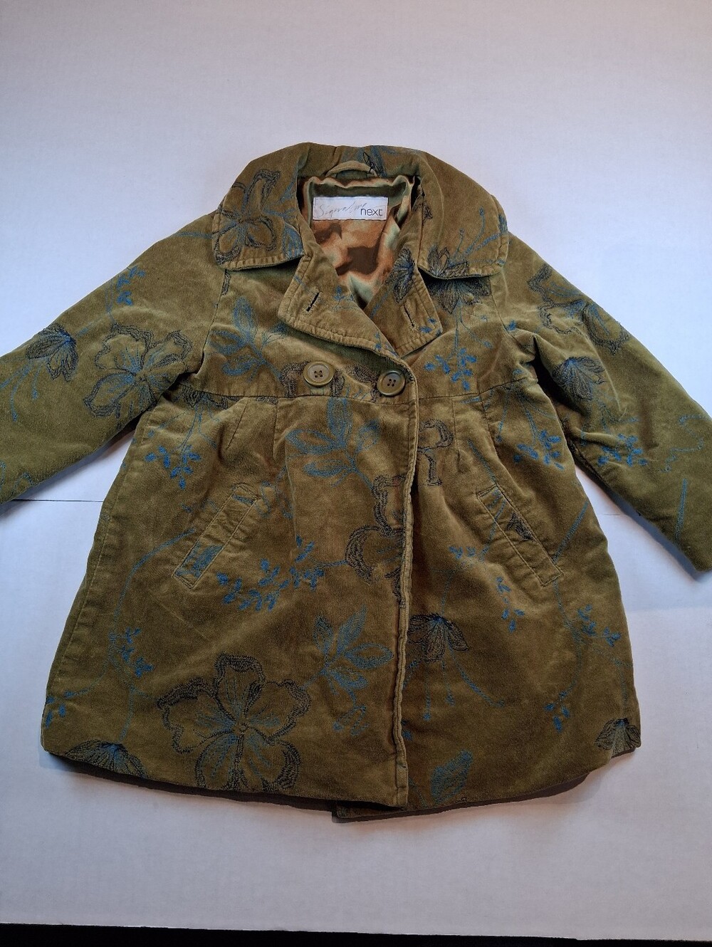 Vintage Signature Next British Kids Velvet Style Coat Size 2-3years (Bin2)